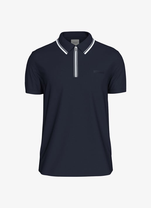 Calvin Klein Regular fit polo met halve rits - voorkant 6 dark sapphire-cef