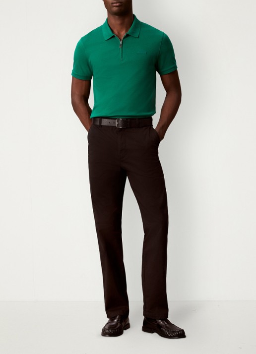 Calvin Klein Regular fit polo met logo - voorkant 4 donkergroen