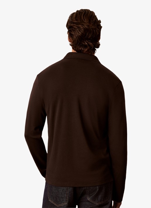 Calvin Klein Regular fit polo met logoborduring - achterkant 6 donkerbruin