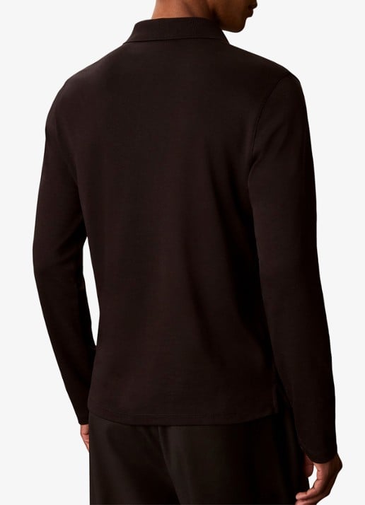 Calvin Klein Regular fit polo met logoborduring - achterkant 4 zwart