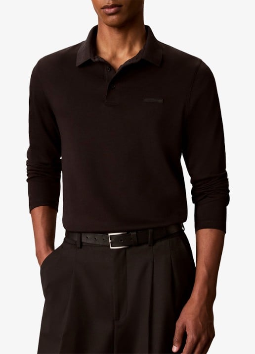 Calvin Klein Regular fit polo met logoborduring - detail 2 zwart