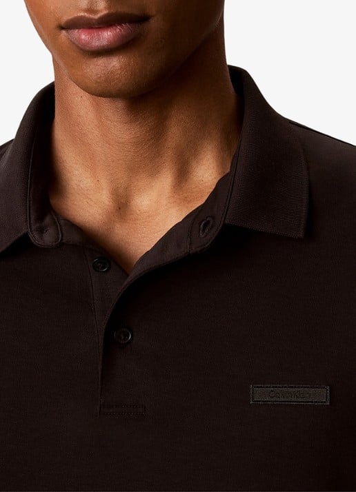 Calvin Klein Regular fit polo met logoborduring - detail 3 zwart
