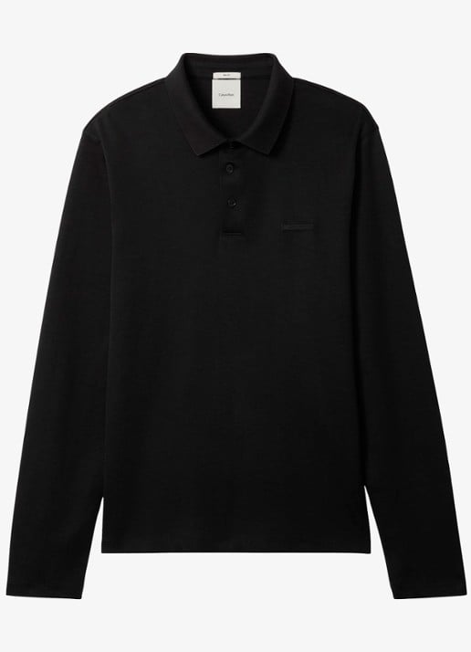 Calvin Klein Regular fit polo met logoborduring - voorkant 5 zwart