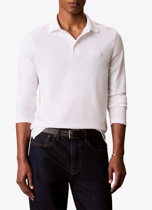 Calvin Klein Regular fit polo met logoborduring - detail bright white-yaf