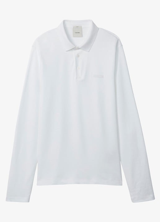 Calvin Klein Regular fit polo met logoborduring - voorkant 4 bright white-yaf