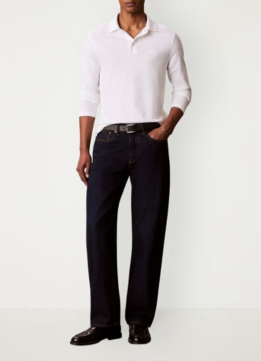 Calvin Klein Regular fit polo met logoborduring - voorkant 5 bright white-yaf