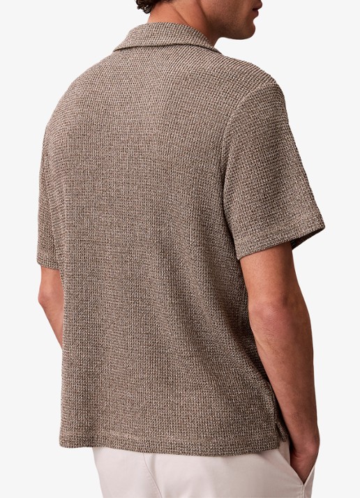Calvin Klein Regular fit polo met structuur - achterkant 3 lichtbruin