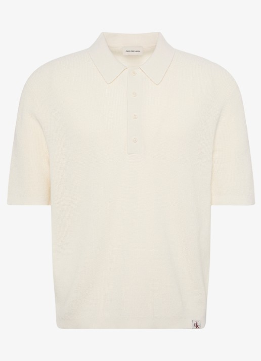 Calvin Klein Regular fit polo met structuur - voorkant 2 ivoor