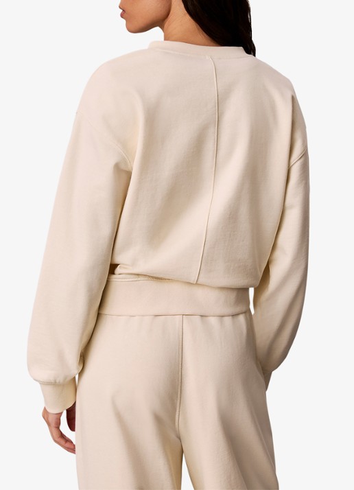 Calvin Klein Relaxed Terry sweater met logo - achterkant 3 perzikroze