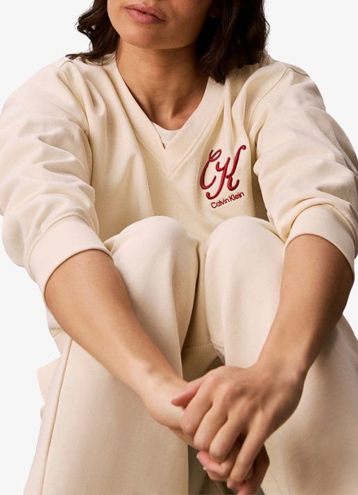 Calvin Klein Relaxed Terry sweater met logo - detail 6 perzikroze