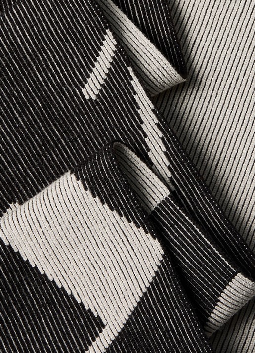 Calvin Klein Ribgebreide sjaal met logoprint 170 x 28 cm - detail antraciet
