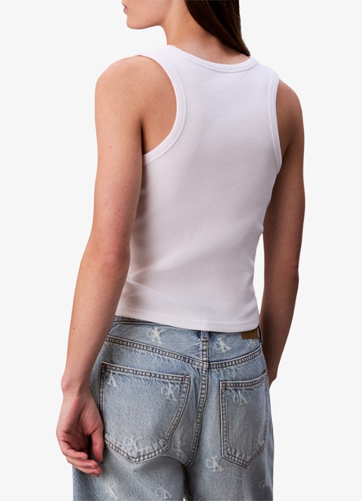 Calvin Klein Ribgebreide tanktop met logo - achterkant 7 wit