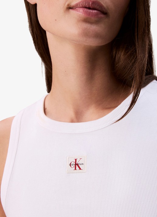 Calvin Klein Ribgebreide tanktop met logo - detail 4 wit