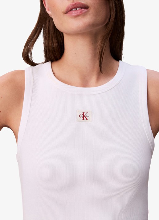 Calvin Klein Ribgebreide tanktop met logo - detail 6 wit