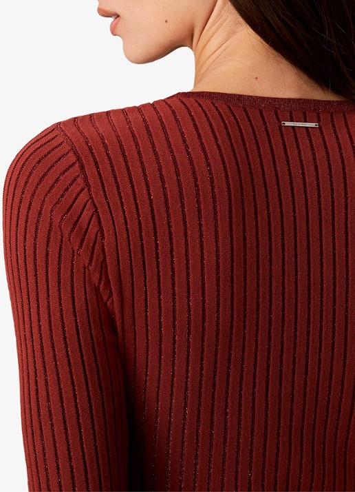 Calvin Klein Ribgebreide top met lurex - detail 4 oranjebruin