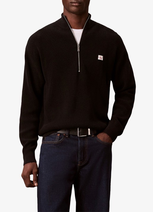 Calvin Klein Ribgebreide trui met halve rits