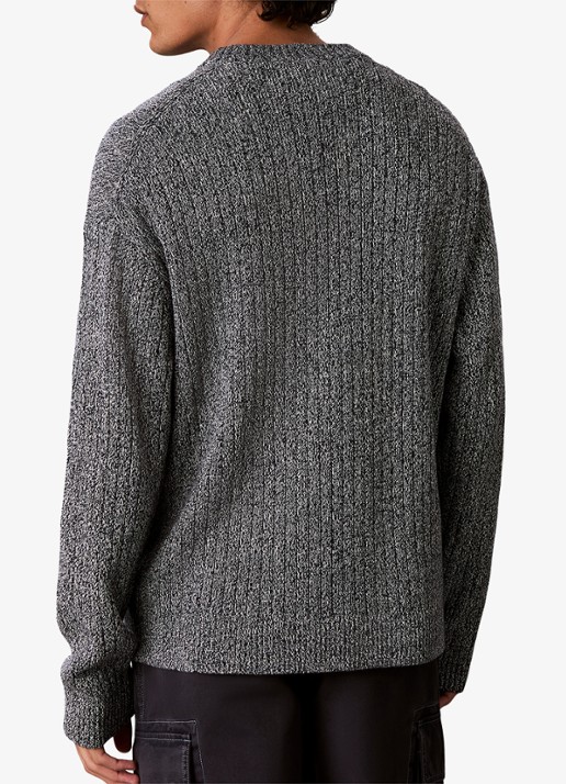 Calvin Klein Ribgebreide trui met logo - achterkant 7 middengrijs