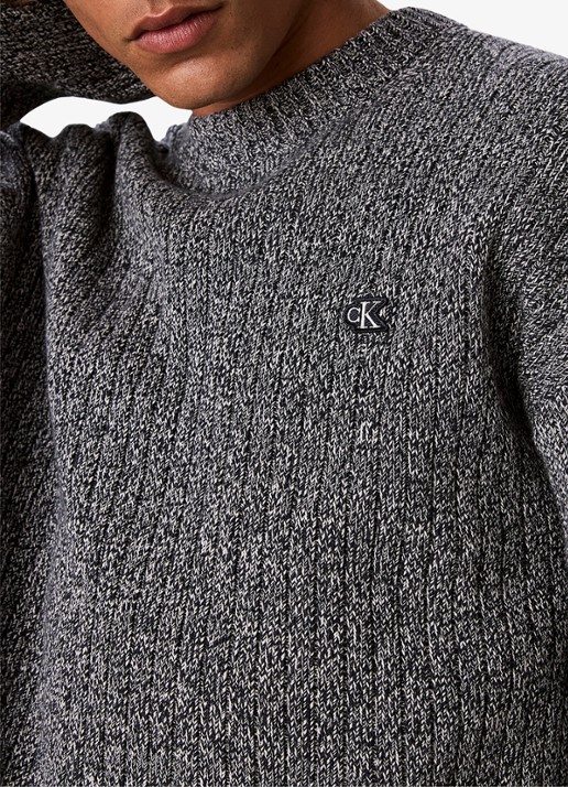 Calvin Klein Ribgebreide trui met logo - detail 4 middengrijs