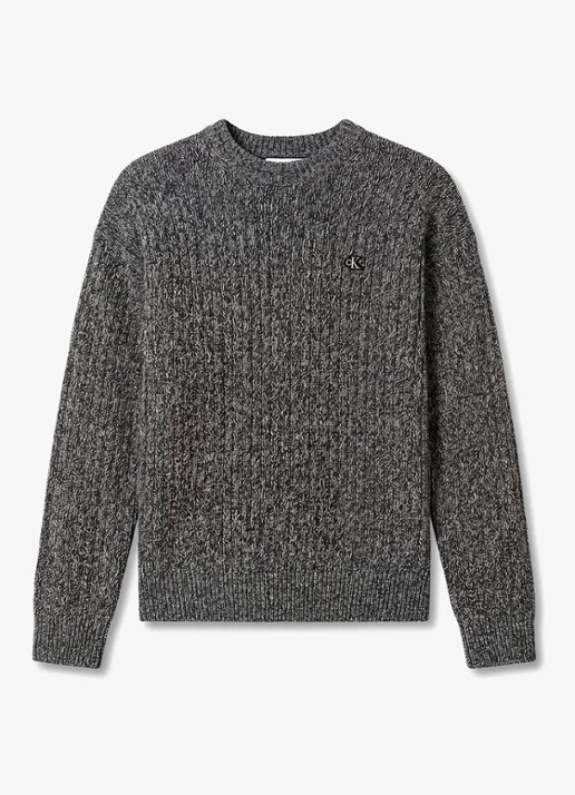 Calvin Klein Ribgebreide trui met logo - voorkant 5 middengrijs