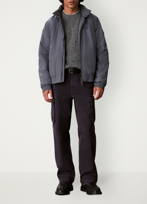 Calvin Klein Ribgebreide trui met logo - voorkant 6 middengrijs