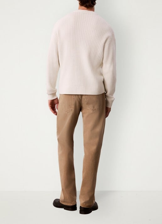 Calvin Klein Ribgebreide trui met logo - achterkant 6 ivoor