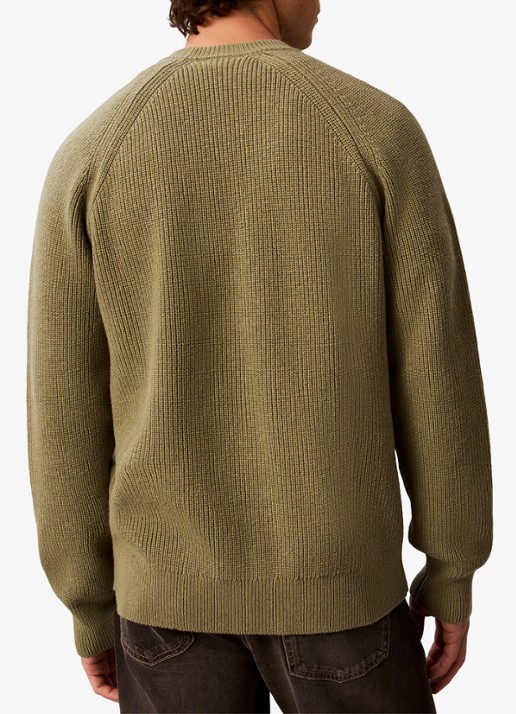 Calvin Klein Ribgebreide trui met logoborduring - achterkant 3 olijfgroen
