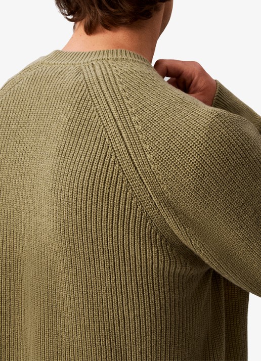 Calvin Klein Ribgebreide trui met logoborduring - detail 5 olijfgroen