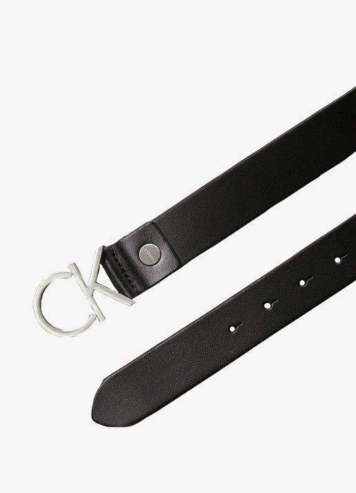 Calvin Klein Riem van leer met logo - detail zwart