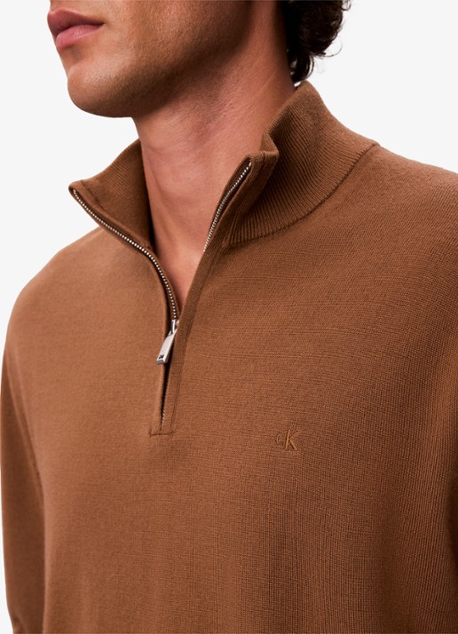 Calvin Klein Schipperstrui van wol met halve rits - detail 2 thrush-041
