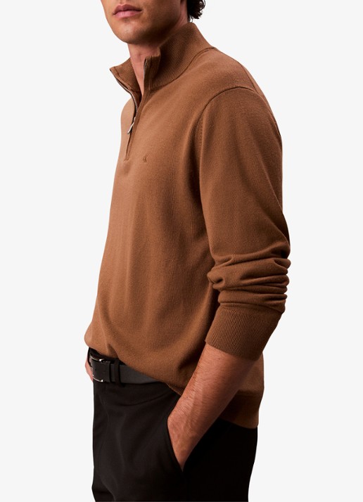 Calvin Klein Schipperstrui van wol met halve rits - detail 3 thrush-041