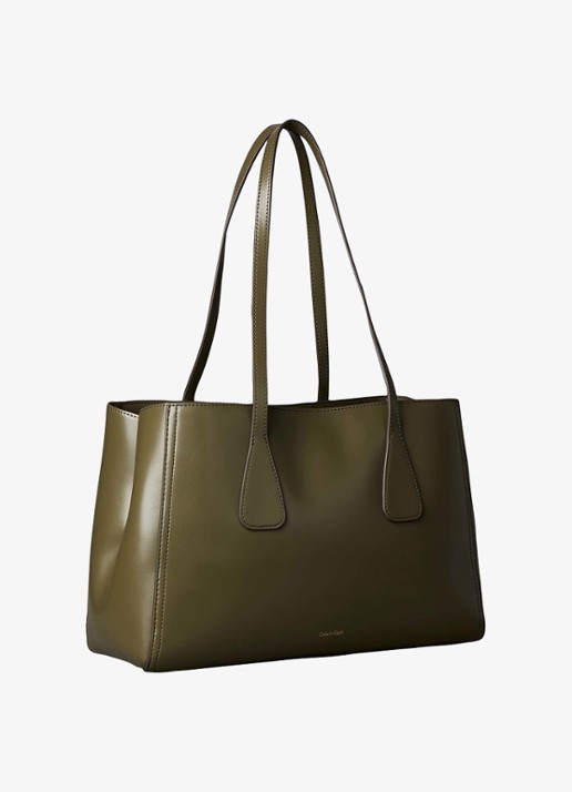 Calvin Klein Schoudertas met logo - achterkant 2 olijfgroen
