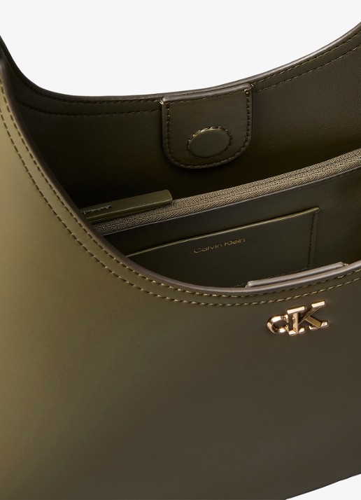 Calvin Klein Schoudertas met logo - detail olijfgroen