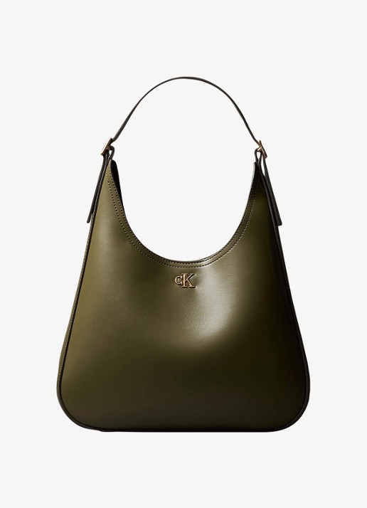 Calvin Klein Schoudertas met logo - voorkant 3 olijfgroen