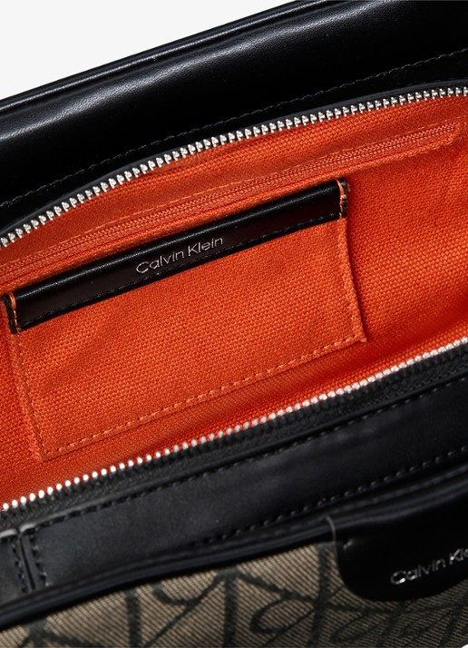 Calvin Klein Schoudertas met logoprint - detail lotus beige/black aop jqd-8e3 /  zwart