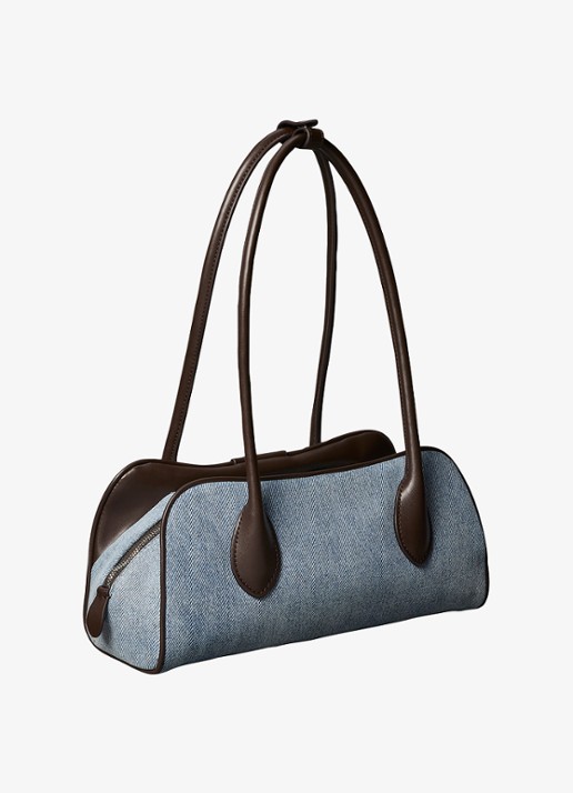 Calvin Klein Schoudertas van denim met tasbedel - achterkant 4 denim