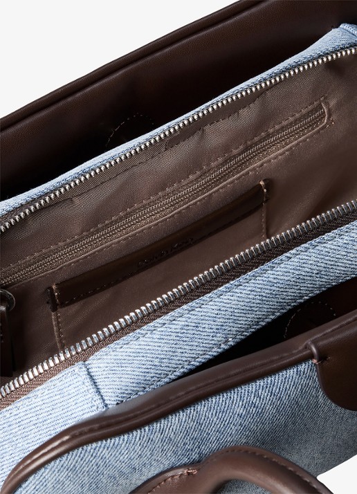 Calvin Klein Schoudertas van denim met tasbedel - detail 3 denim
