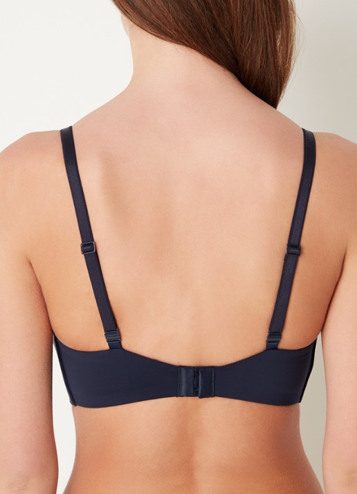 Calvin Klein Seductive Comfort beugelloze demi bh - achterkant 3 donkerblauw