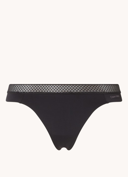 Calvin Klein Seductive Comfort string met kant - voorkant zwart