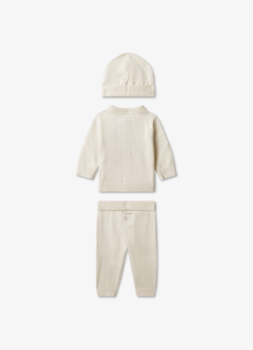 Calvin Klein Set van trui met joggingbroek en muts 3-delig - achterkant creme