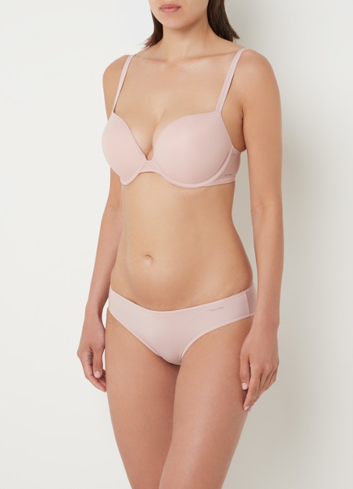Calvin Klein Sheer Marquisette plunge push-up bh - voorkant 3 lichtroze
