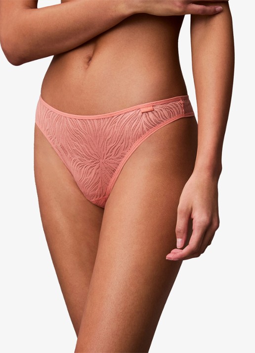 Calvin Klein Sheer Marquisette string van kant - detail 3 tawny orange / oranje