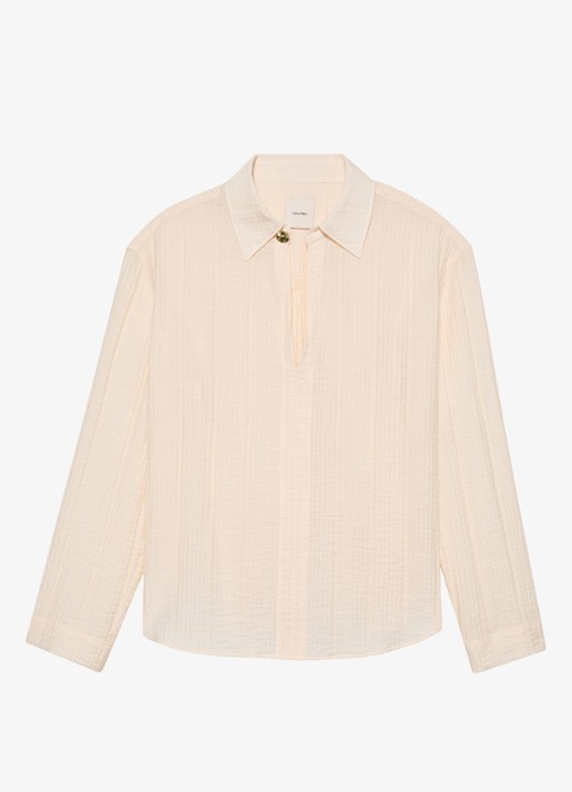 Calvin Klein Sheer tuniek met structuur - voorkant 5 creme