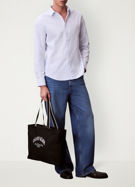 Calvin Klein Shopper met logoprint - voorkant 2 zwart