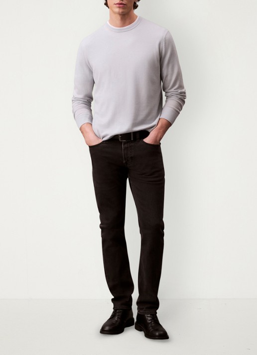 Calvin Klein Slim fit jeans met steekzakken - voorkant 8 donkergrijs