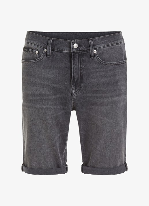 Calvin Klein Slim fit korte broek van denim met gekleurde wassing - voorkant 4 antraciet