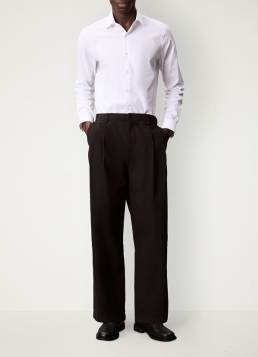 Calvin Klein Slim fit overhemd met dubbele manchet - voorkant 2 wit