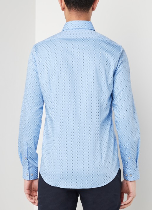 Calvin Klein Slim fit overhemd met stippendessin - achterkant blauw