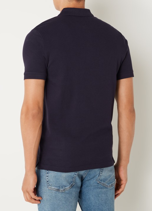 Calvin Klein Slim fit polo van piqué katoen met logo - achterkant donkerblauw