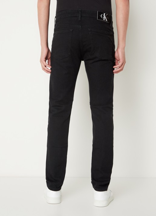 Calvin Klein Slim fit tapered jeans met gekleurde wassing - achterkant zwart