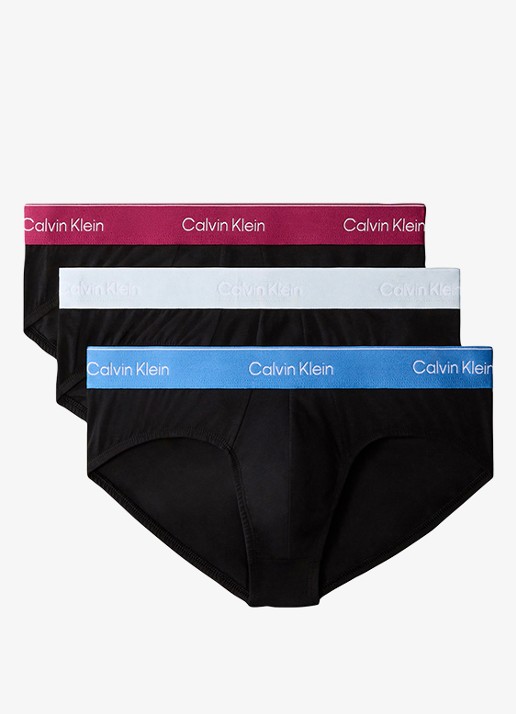 Calvin Klein Slip met logoband in 3-pack - voorkant blauw